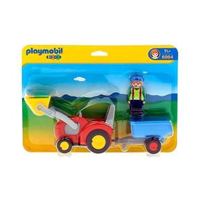 독일 플레이모빌 자동차 소방차 PLAYMOBIL 1.2.3 6964 Tractor with Trailer Foldable Liftable