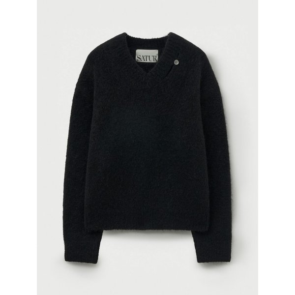 에센 투 톤 모헤어 블렌드 니트_블랙