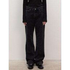 regular-fit black denim pants (black)