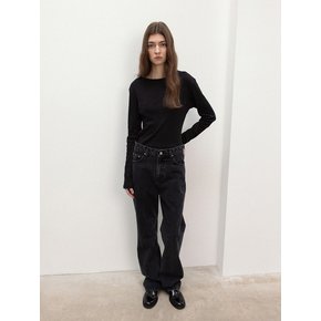 regular-fit black denim pants (black)