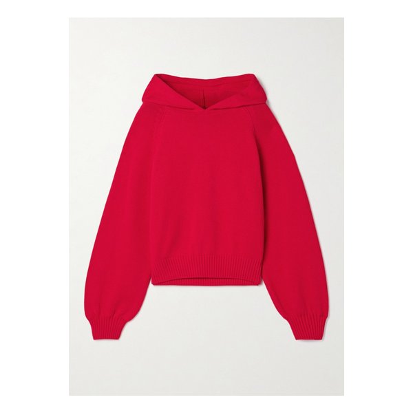 라 리뉴 질 플리츠 코튼 후디 레드 46376663162851567