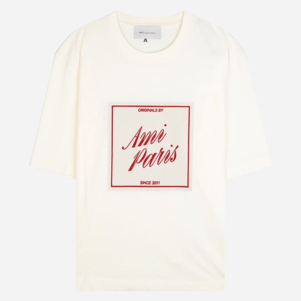 [시흥점] 6S UTS385 726 136 시그니처 스크립트 박시 반팔 티셔츠 화이트 크림