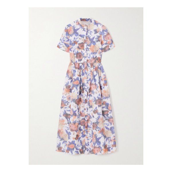 플로럴 프린트 코튼 혼방 태피터 미디 드레스 멀티컬러 46376663162865419
