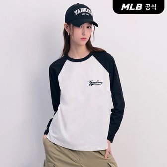 MLB [코리아공식]여성 바시티 라글란 루즈핏 티셔츠 NY (Black)