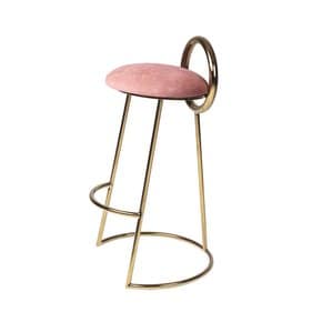 Hoop Bar Stool (gold frame)_ Pink