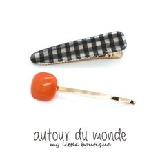 gingham check hairpin set (black)