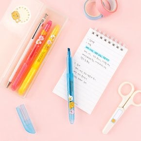 kk 카카오프렌즈 리틀프렌즈 형광펜 약 12x140mm 원형 바디 4mm 사각닙 국내 제작 단색 형광펜 텍스트 강조
