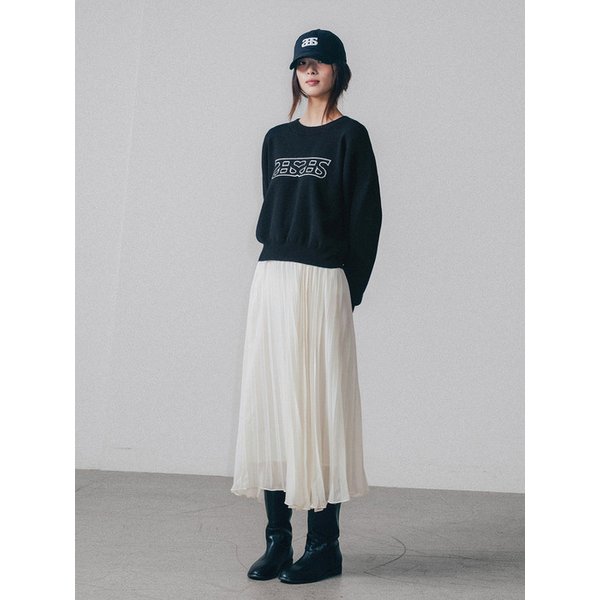 Airy Pleats Long Skirt_WHITE