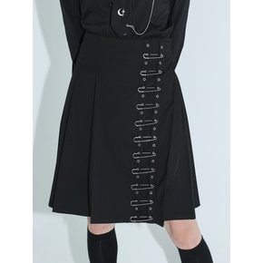 0 9 safety pin midi wrap skirt - BLACK