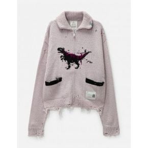 Maison Mihara Yasuhiro distressed DINOSAUR KNIT CARDIGAN