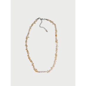 펄 앤 옐로우 오팔 지그재그 넥클리스 Pearl & yellow opal zigzag necklace