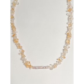펄 앤 옐로우 오팔 지그재그 넥클리스 Pearl & yellow opal zigzag necklace