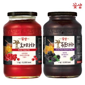  꽃샘 꿀 오미자차 1KG +꿀 복분자차 1KG (과일청)