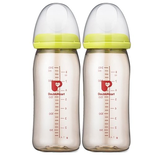 더블하트 모유실감 ppsu 노꼭지젖병 트윈팩240ml 그린