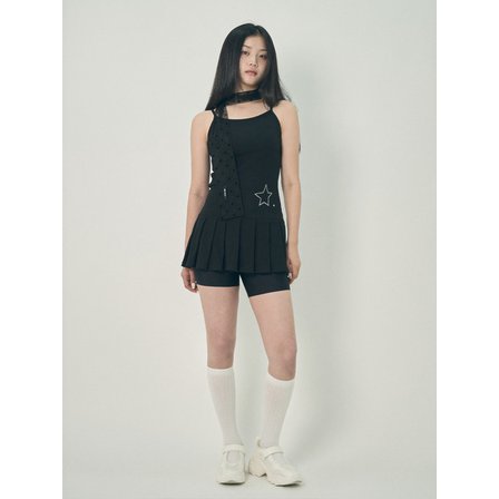 미헤브 Star Sparkle Pleats Dress Black