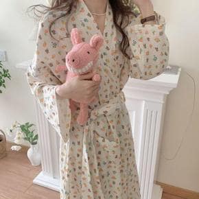 /루즈루나 가네 여성 가운 요루면 수유 임산부 로브 파자마