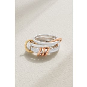 Orion Set Of Three Sterling Silver And 18-karat Yellow And Rose Gold Rings 실버