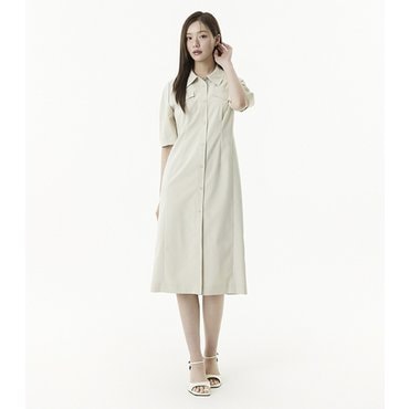 플라스틱아일랜드 허리비죠 셔츠 원피스 (PR2WO381)
