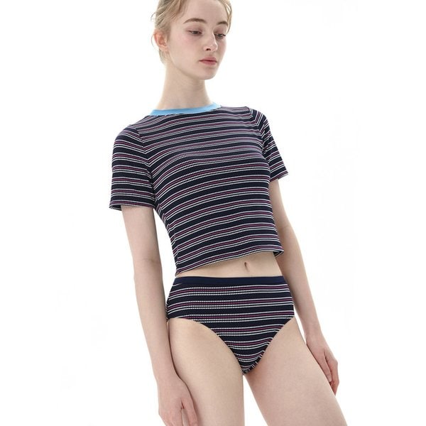 풀타임 삼각 비키니 바텀 버블 스트라이프