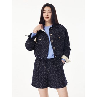 GCUT 드로스트링 헴  크롭 자켓_네이비 7215210202