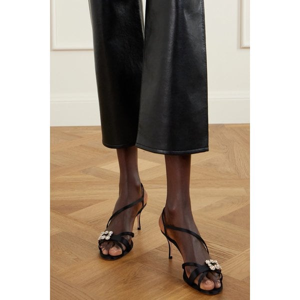 에플로레센스 크리스탈 장식 새틴 샌들 46376663162990059