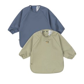 국내공식 콩제슬래드 디너 빕 슬리브 턱받이 2팩 TEA STRIPE FLINT STONE