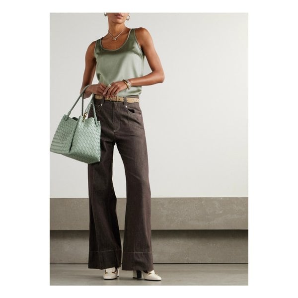 브루넬로쿠치넬리 비즈 장식 실크 새틴 탱크 그린 1647597355277438