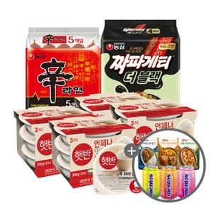 농심 [라밥세트]신라면 5봉+짜파게티더블랙4봉+햇반 백미 210g 12개+(증정)백설덮밥 2개