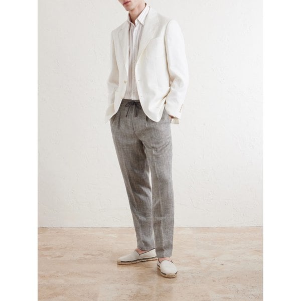 브루넬로쿠치넬리 스트레이트 레그 플리츠 헤링본 팬츠 46376663163018858