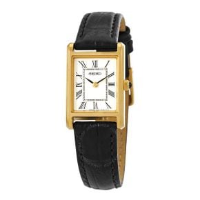 4201950 Seiko Quartz White Dial Black Leather Ladies Watch