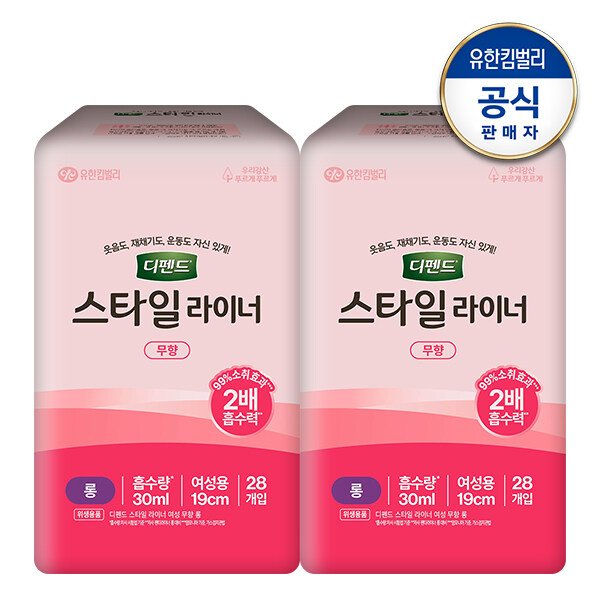 스타일 라이너 무향 롱 28매x2팩 여성용 요실금 팬티라이너