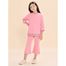 [BEANPOLE KIDS] 여아 스트라이프 레이어드 7부 티셔츠 세트  라이트 핑크 (BI4741G02Y)