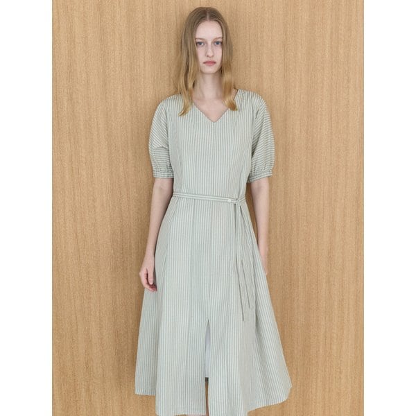 베일 스트라이프 원피스 페일그린 amr2332