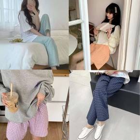 5부 순면 체크 남성 커플 여성 홈 여자 남자 면 파자마 팬츠 웨어 잠옷 반바지