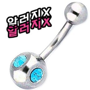 아쿠아스톤 투큐빅 티타늄 배꼽찌 피어싱 무알러지 알러지방지 배꼽 피어싱 남성 여성 티타늄 100% 패션 01