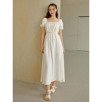 리엘 Ribbon slit long dress  (cream)
