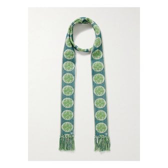 발렌티노 앙티브 프린지 코튼 혼방 자카드 스카프 터쿼이즈 1647597353595800