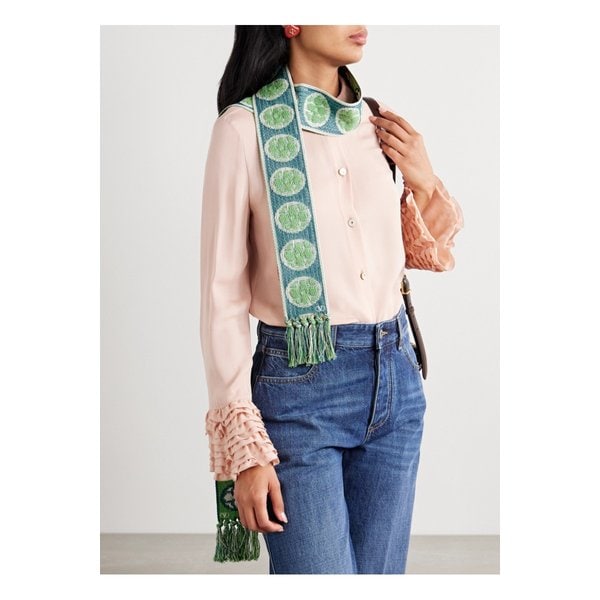 앙티브 프린지 코튼 혼방 자카드 스카프 터쿼이즈 1647597353595800