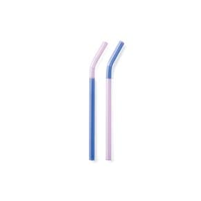 [이노메싸] Two Tone Glass Straw (Set of 2) 투 톤 글라스 스트로우 세트 블루/핑크 (24171)