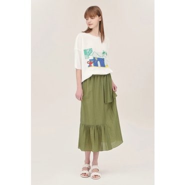 베네통 링클 셔링 밴딩 롱 스커트BASK58531
