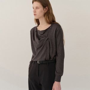킨더살몬 Draped Cardigan Melange-Gray