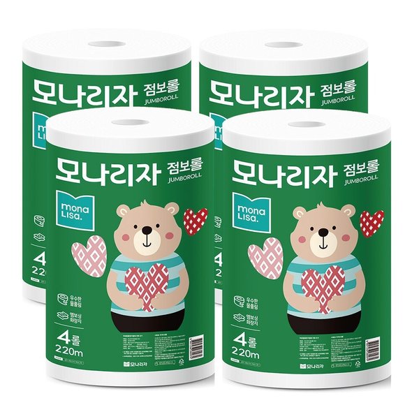 점보롤 화장지 2겹 220m 4롤 4팩