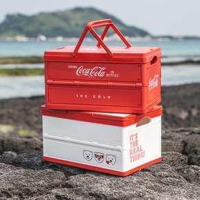 [1+1] 코카콜라 30L 다용도 접이식 폴딩박스 정리함 COCO-PB20W(화이트) COCO-CC25R(레드)