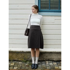 AGRAFE PLEATS SKIRT [BROWN]