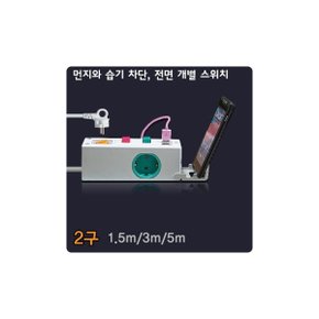 (현대일렉트릭) 옆으로 2구 개별 멀티 콘센트USB 2구 충전포트 3M SIDE C-23