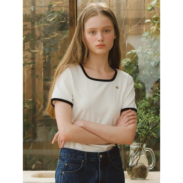 [리퍼브]G Coloration Square Neck Half Tshirt_2colors