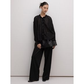 Balloon skirt trimmed track pants in black & black