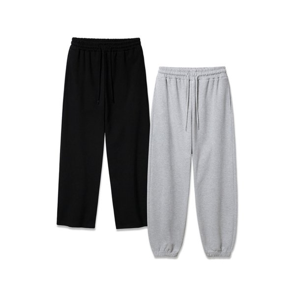 [2PACK][기모] 앨빈클로 무지 조거/세미와이드 트레이닝 팬츠 2종 패키지