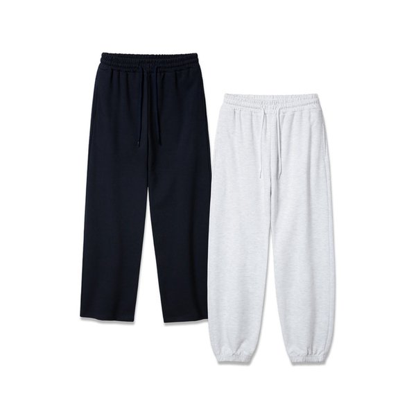 [2PACK][기모] 앨빈클로 무지 조거/세미와이드 트레이닝 팬츠 2종 패키지