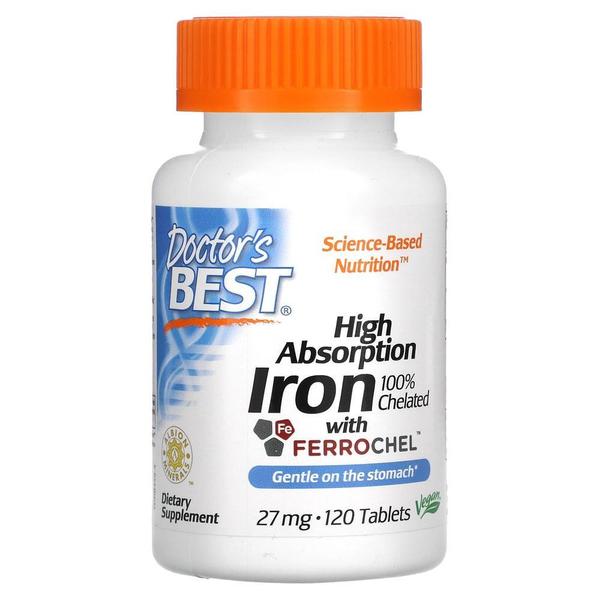 Doctor`s Best 닥터스베스트 하이 앱소프션 아이언 철분 페로셀 27mg 120정